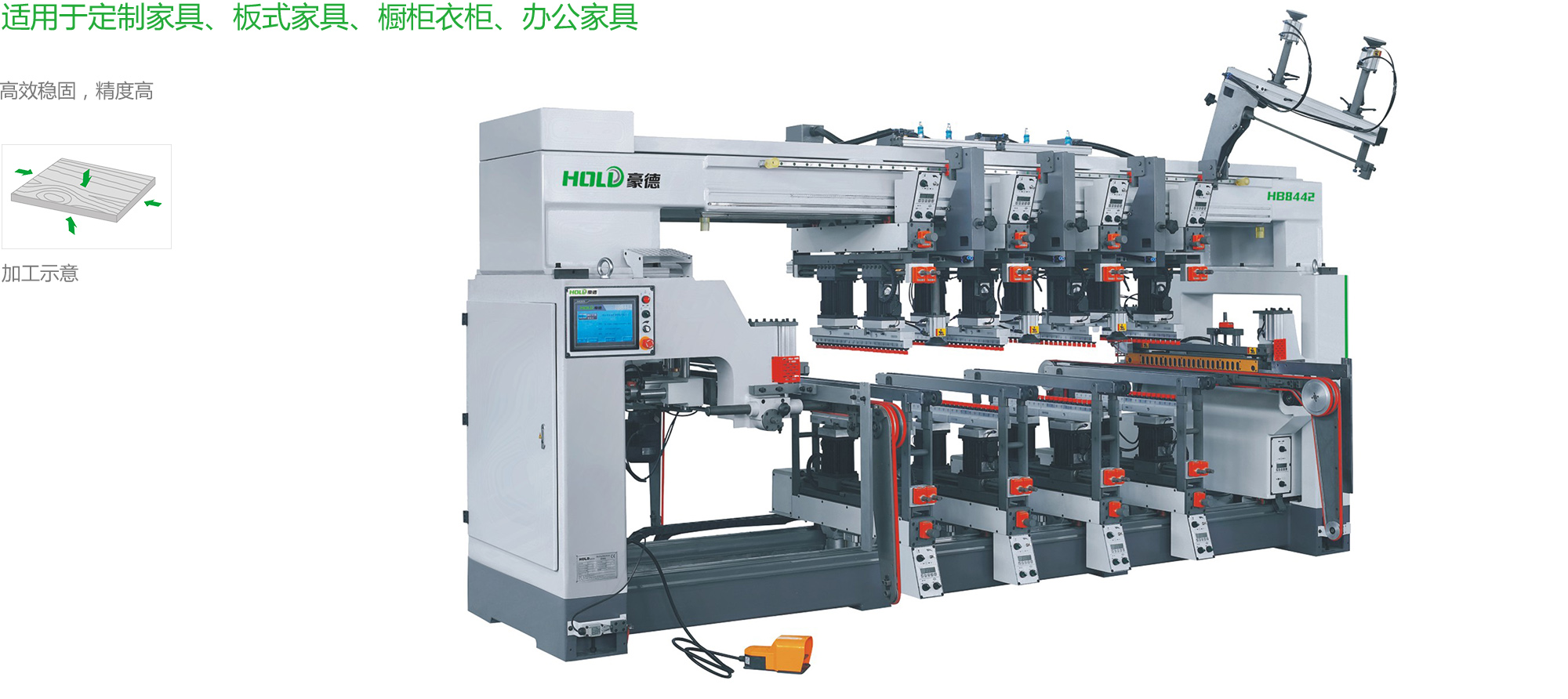 HB8442 Woodworking drilling machine (automatic feed multi-row drilling)