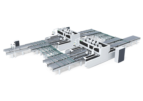 Double-station six-sided drilling multi-machine connection