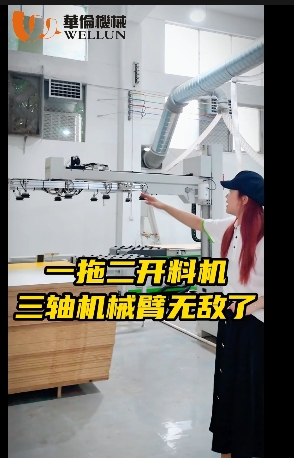 A special mechanical arm for a one-to-two panel saw